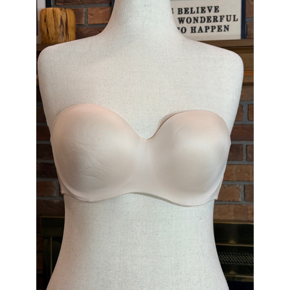 Victoria's Secret Strapless Bra Women Beige Underwire Molded Cup D Cup